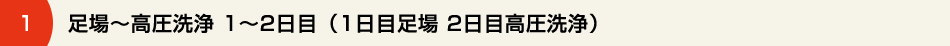 １、足場～高圧洗浄　１～２日目